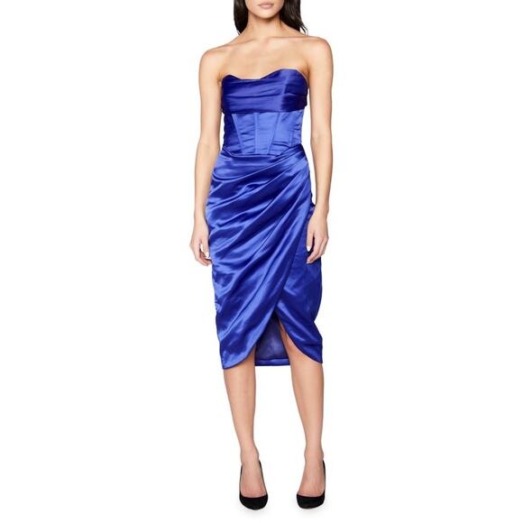 Bardot Jamila Corset Cocktail Dress Cobalt Blue Size 4 NWT - Picture 1 of 16